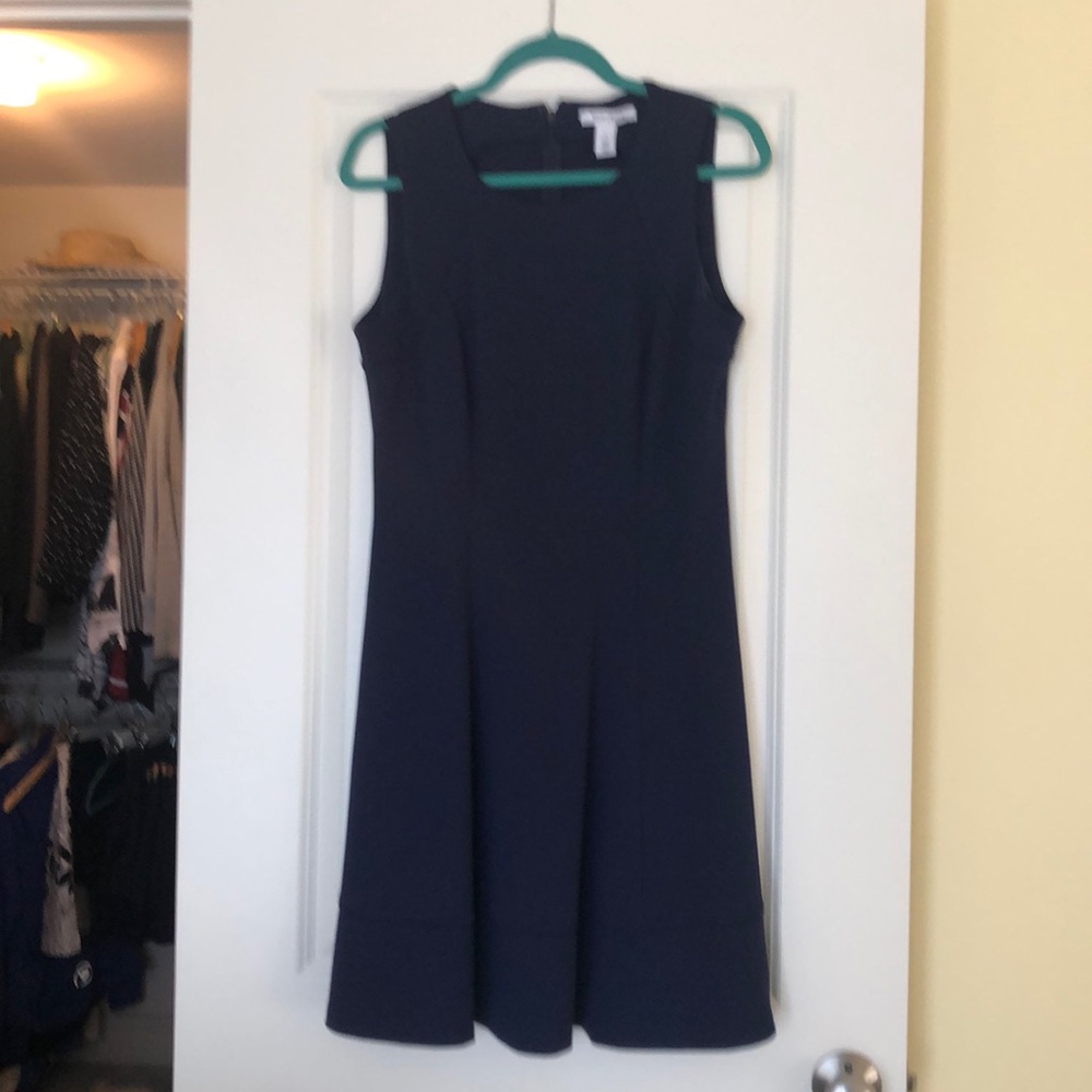 Navy knee length sleeveless summer dress